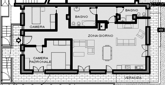 Il terzo appartamento della residenza ecosole Pianta appartamento 100 mq
